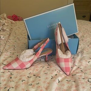 Draper James Pink Checkered Women's Slingback Heels